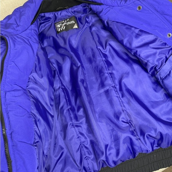Tyrolia Skiwear Vintage Purple Black Aztec Ski Jacket Nylon Winter Coat Size 10 - Picture 8 of 11